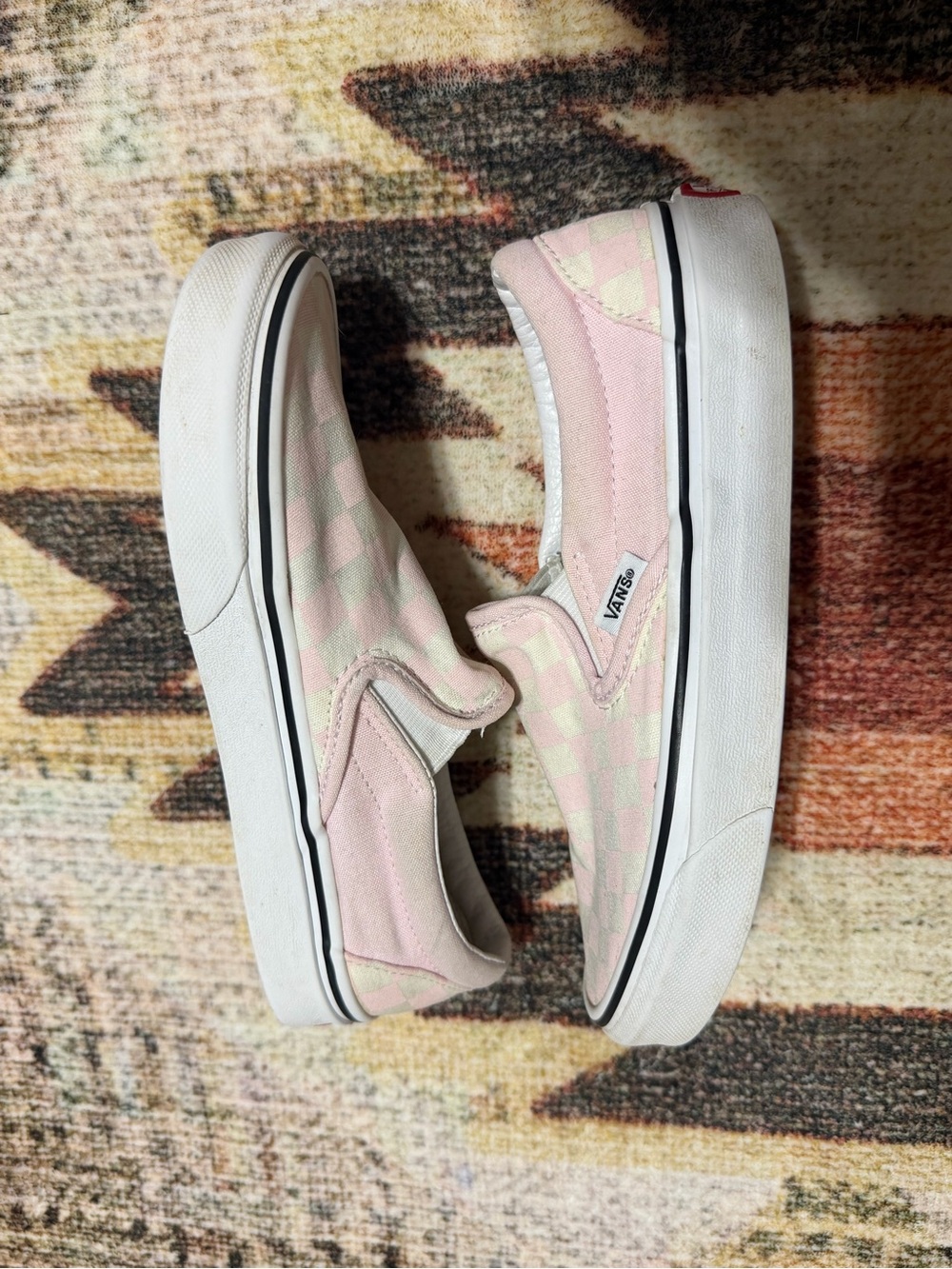 Vans Classic Slip-On Checkerboard Sneakers Pink & White US 6.0 Womens